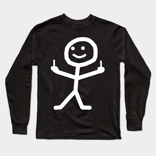 Stick Figure With Middle Finger Long Sleeve T-Shirt by jasper-cambridge